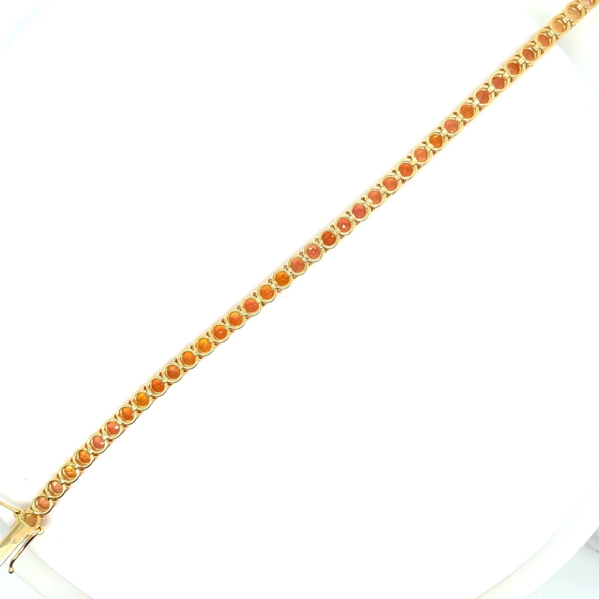 11 Carat Natural Padparadsha Sapphire Yellow Gold Tennis Bracelet - Castafiore