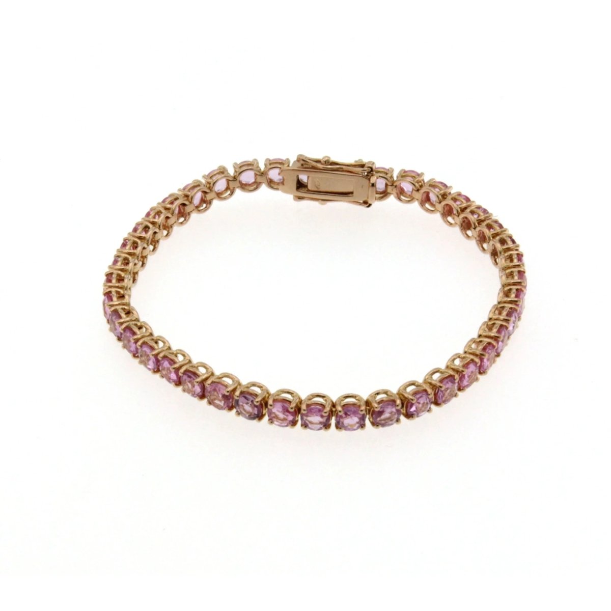 5 Carat Natural Pink Sapphire Rose Gold Tennis Bracelet - Castafiore