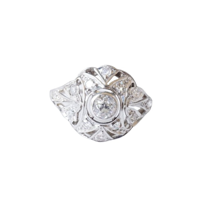 Or Blanc Bague Art Deco Argent Bague Art Déco En Or Blanc Et