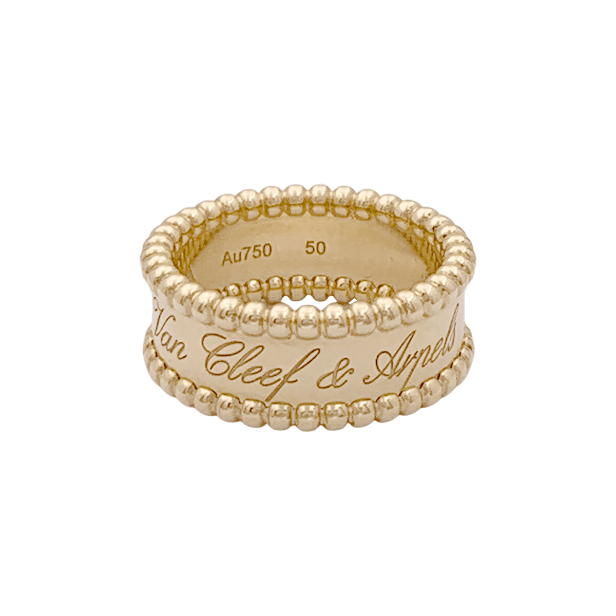 Bague Bandeau VAN CLEEF & ARPELS. "Perlée signature" en or jaune ...