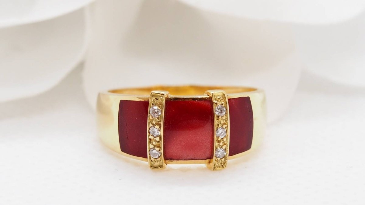 Bague Ancienne En Vermeil - Modèle 59 Sertie D'un Diamant Et D'un Rubis - Bijou 2459