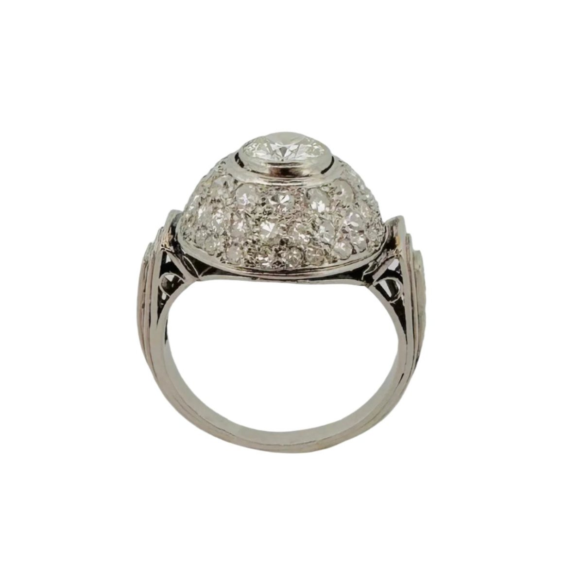 Art Deco Dome Ring in Platinum and Diamond – Castafiore