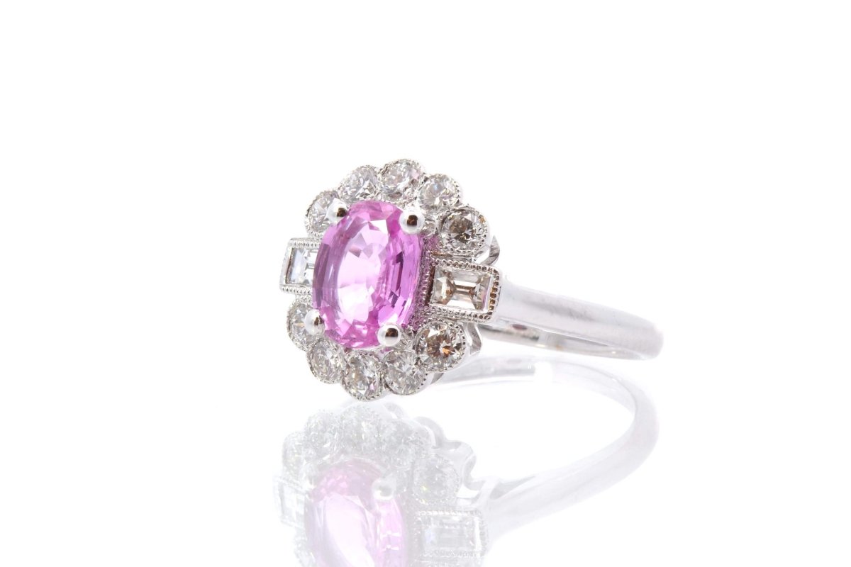 Bague En Argent Avec Saphir Rose – Taille 54, Argent 850‰, Livrée Avec écrin