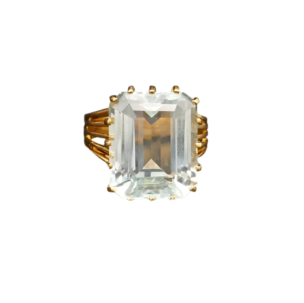 18 Carats Aigue Bague Or Jaune Et Aigue Marine Bague En Or - Main Image