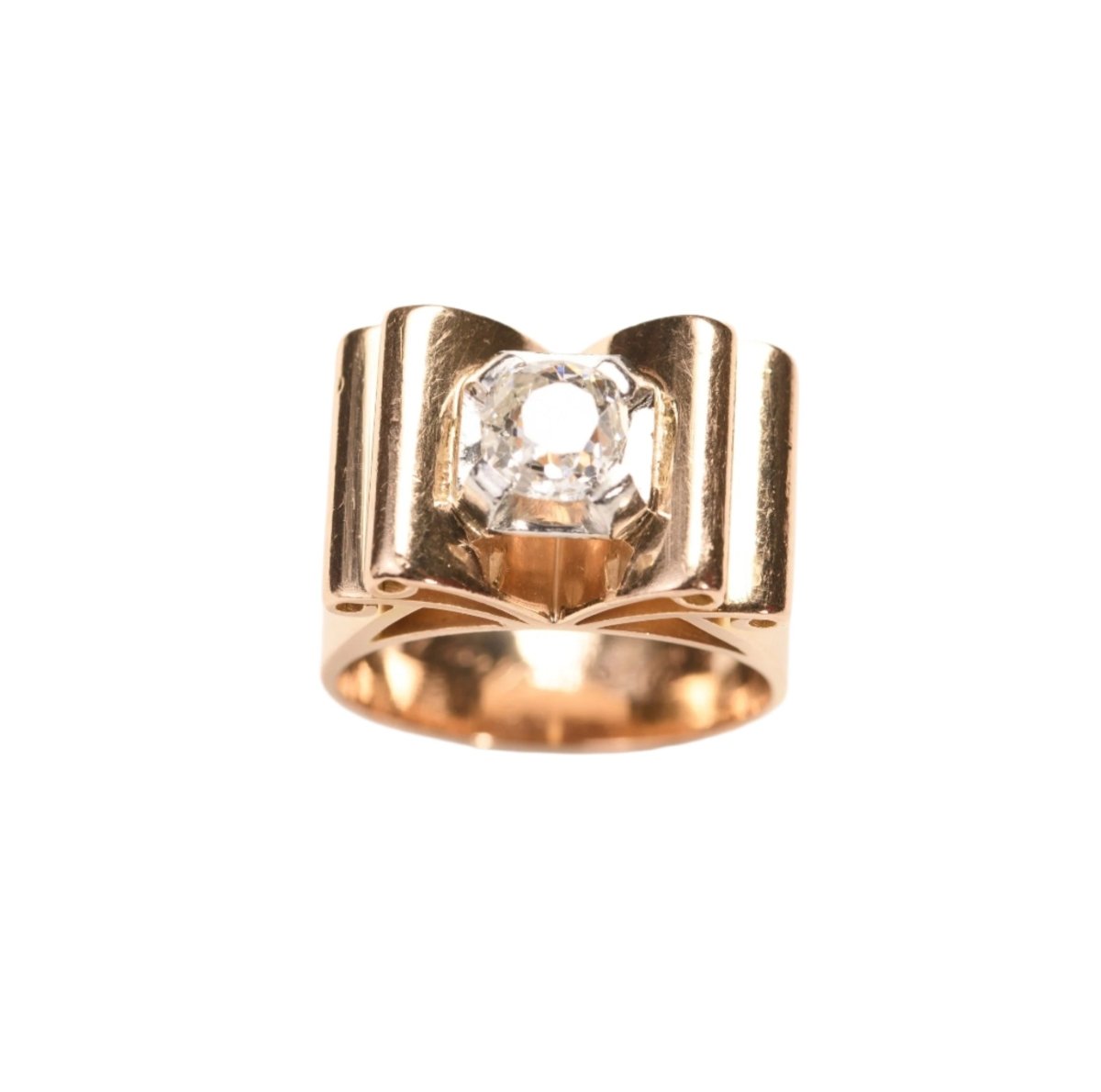 Bague Tank en or rose, platine et diamant – Castafiore