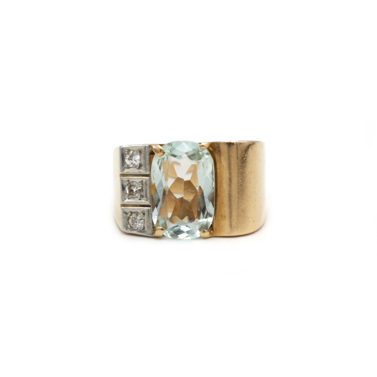 Bague Tank En Platine Avec Diamants 1,00 Ct - Taille 54, Occasion (France)