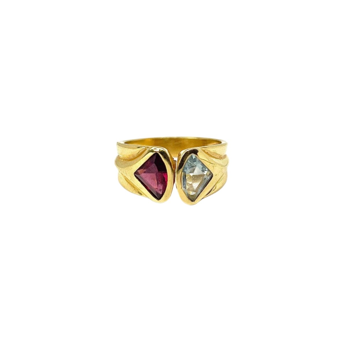 Bague Toi et Moi en or jaune, tourmaline et aigue-marine – Castafiore