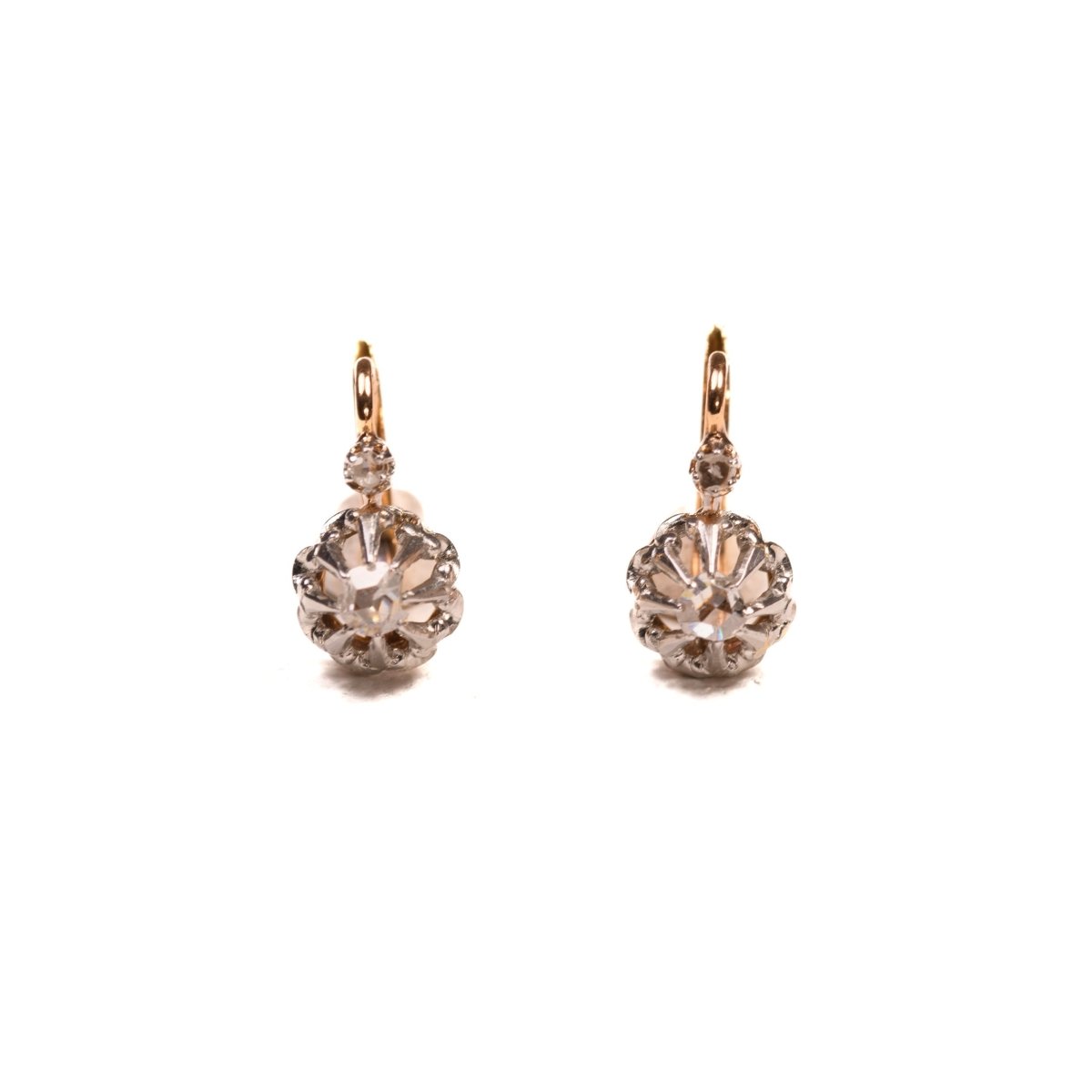 Dormeuses anciennes or 18 carats et corail | Ancien bijoux montre Dormeuses anciennes or 18 carats et corail | Ancien bijoux montre