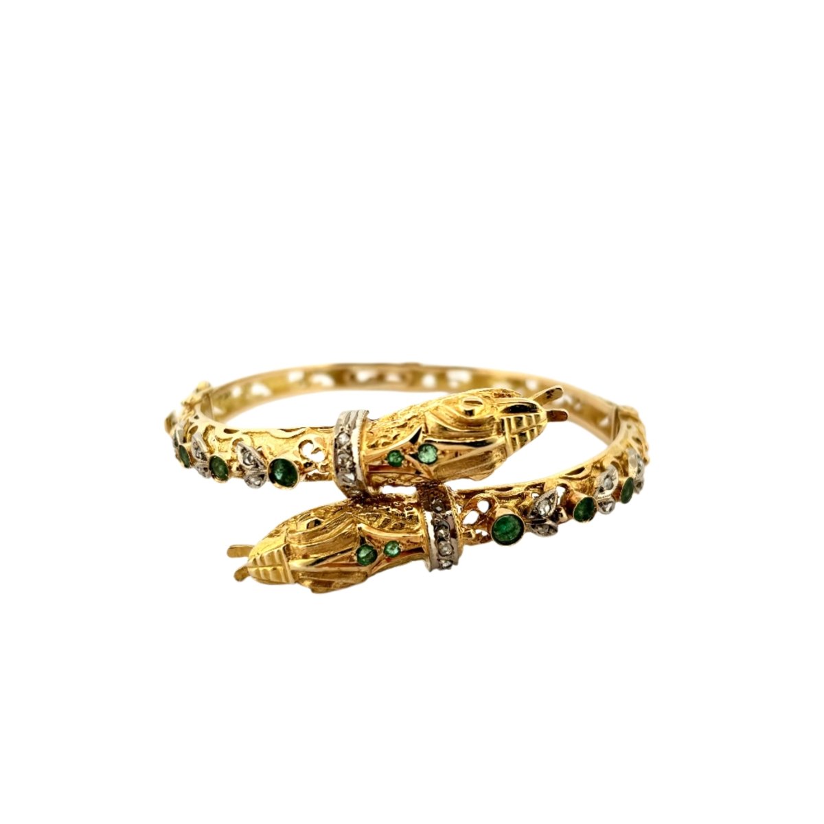 Bracelet Jonc Bracelet Or Emeraude Jonc Doré Fleur De Carotte Fond