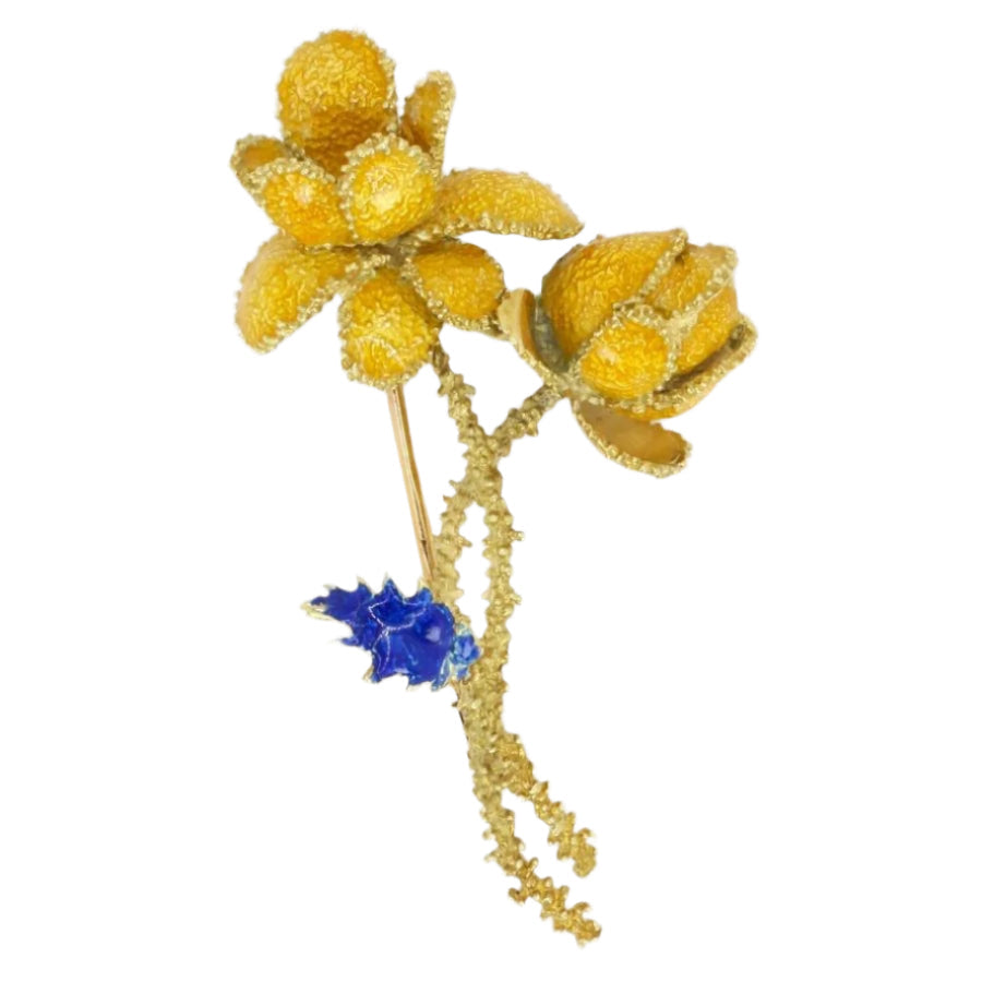 Grande broche fleur feuilles 7 cm couleur or Unique élégant bijou vintage 1555 Grande broche fleur feuilles 7 cm couleur or Unique élégant bijou vintage 1555