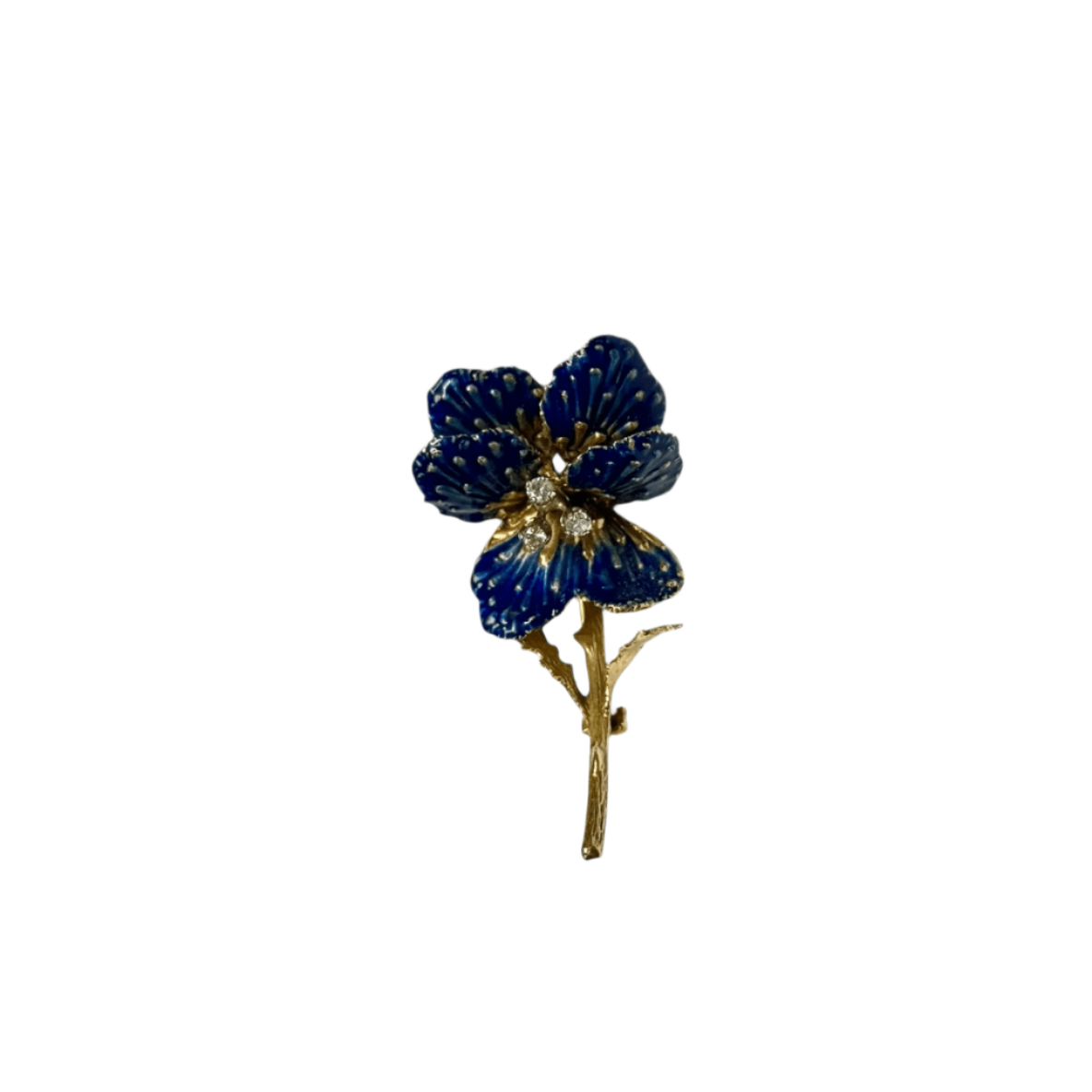 Broche Vintage émaillée Bleue Fleur - Très Bon état, Fantaisie