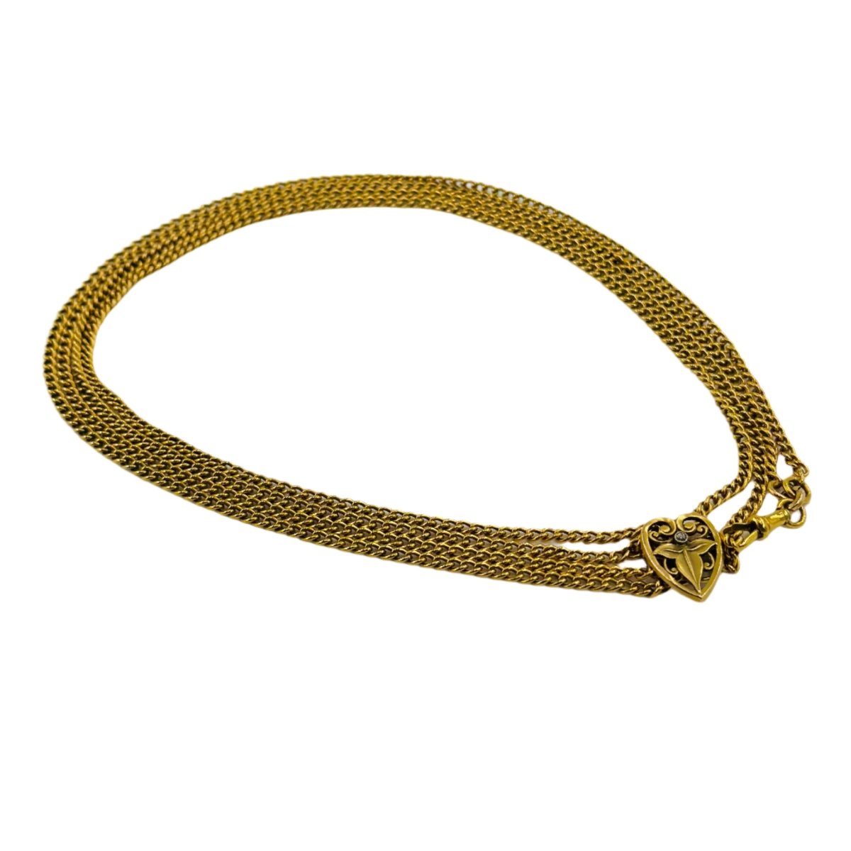 Gold Collier Double Or Gold-plated Two-row Chain Necklace Lozenge