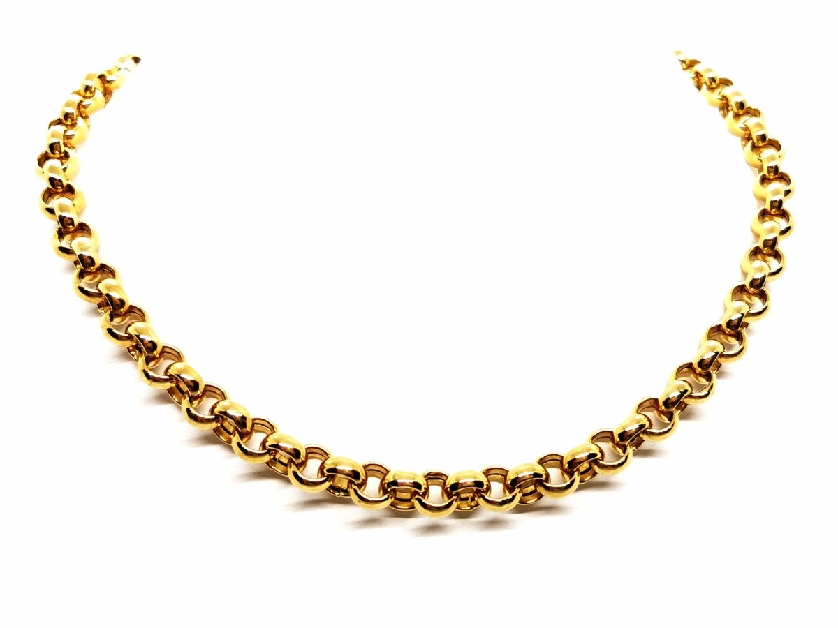 Collier Maille Jaseron En Or 18 Carats (750/1000) - 8,39 Grammes, Poinçon Tête D'aigle, Occasion