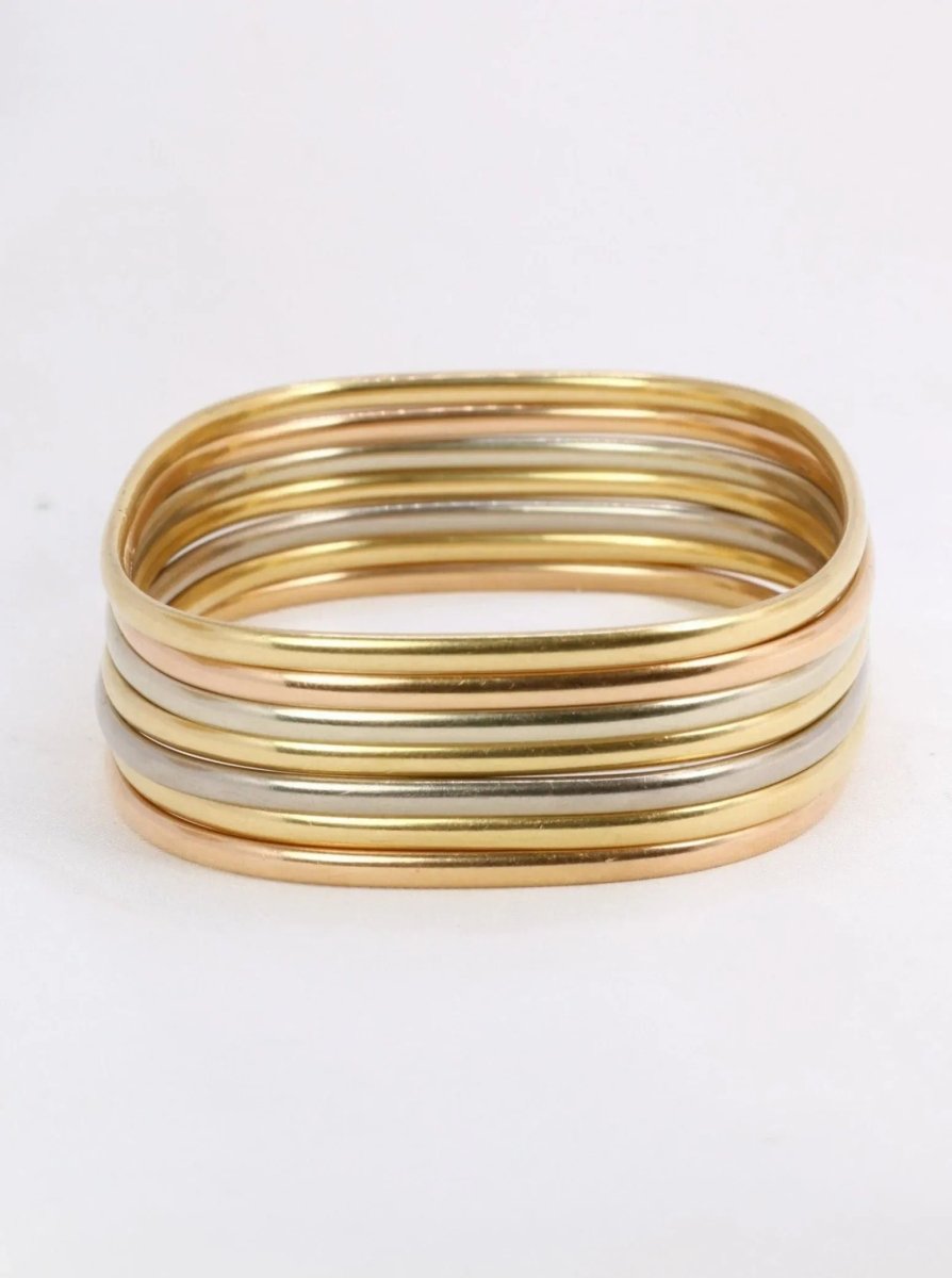 Bracelet Jonc Vintage Années 70, Dorure Patinée - Métal Doré