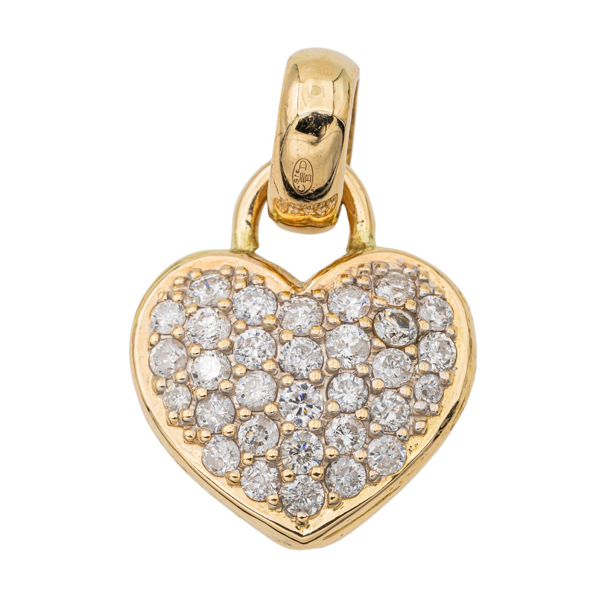 Pendentif Coeur en or jaune et diamants