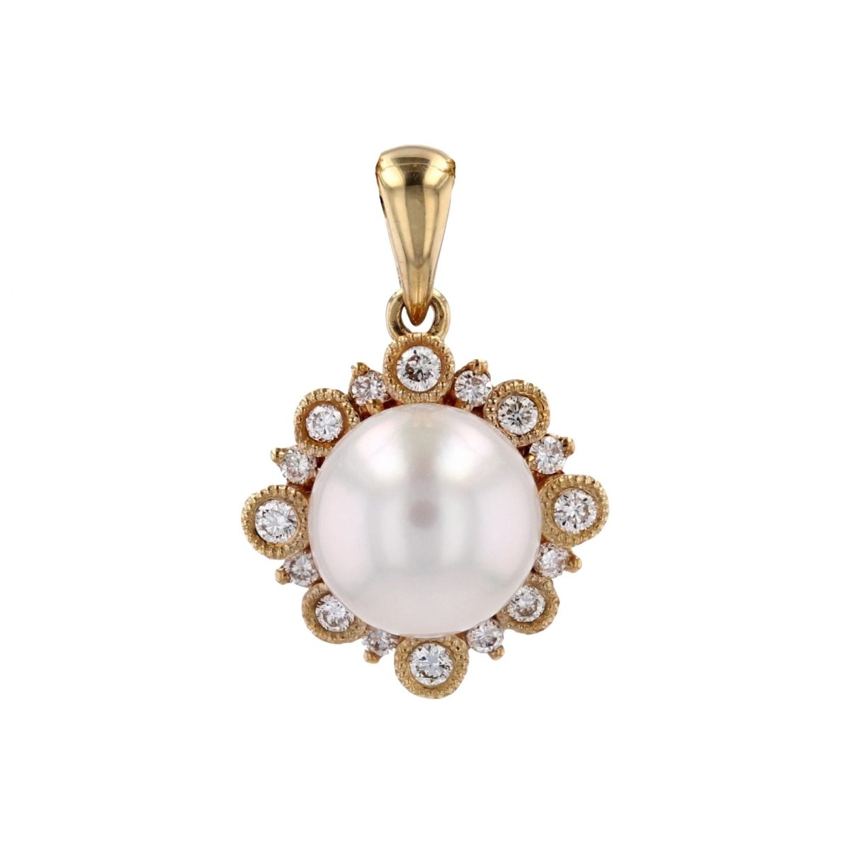 Pendentif en or jaune, perle et diamants – Castafiore