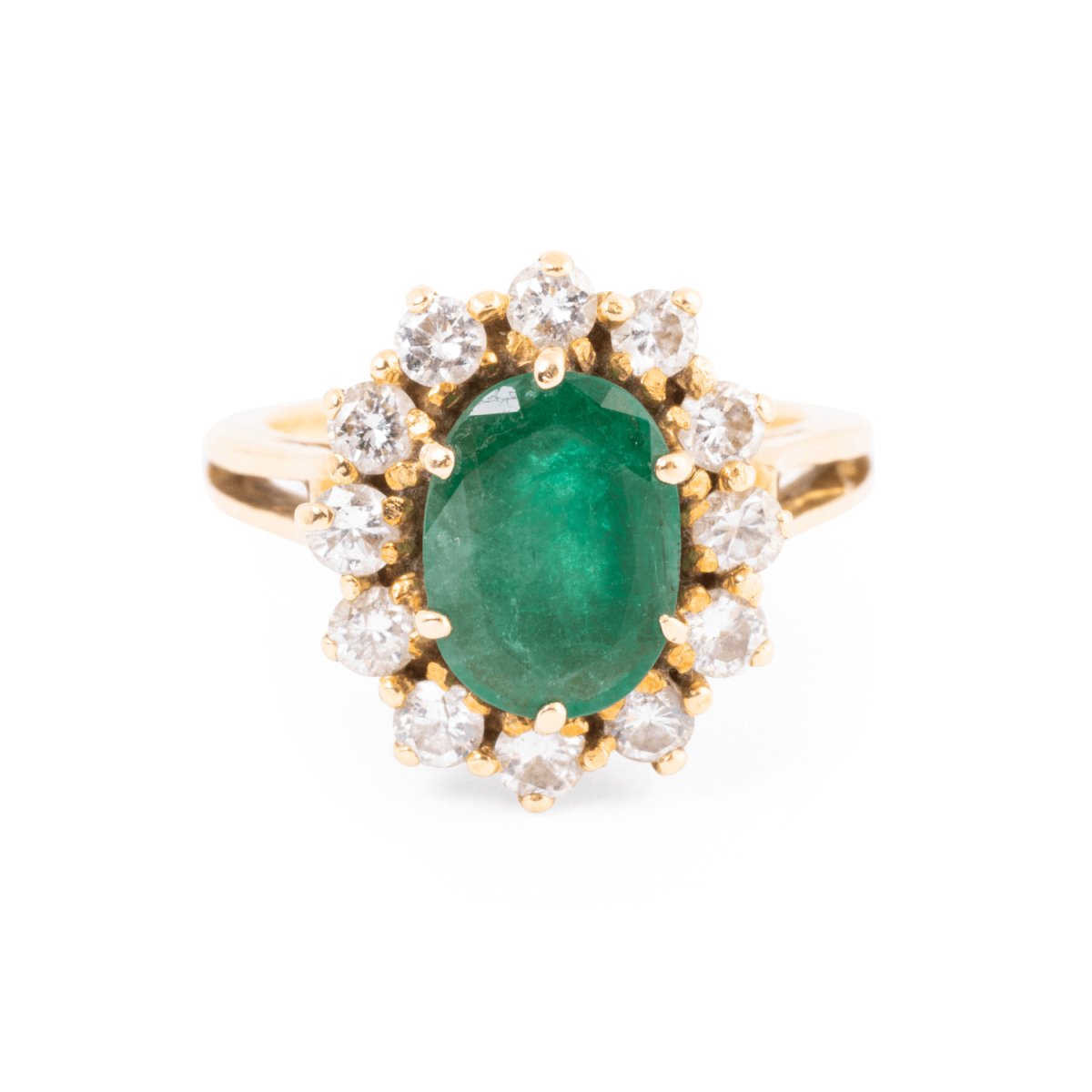 Bague Solitaire émeraude 1.20 Ct Naturelle - Or Jaune 585 (14K) - Taille 54