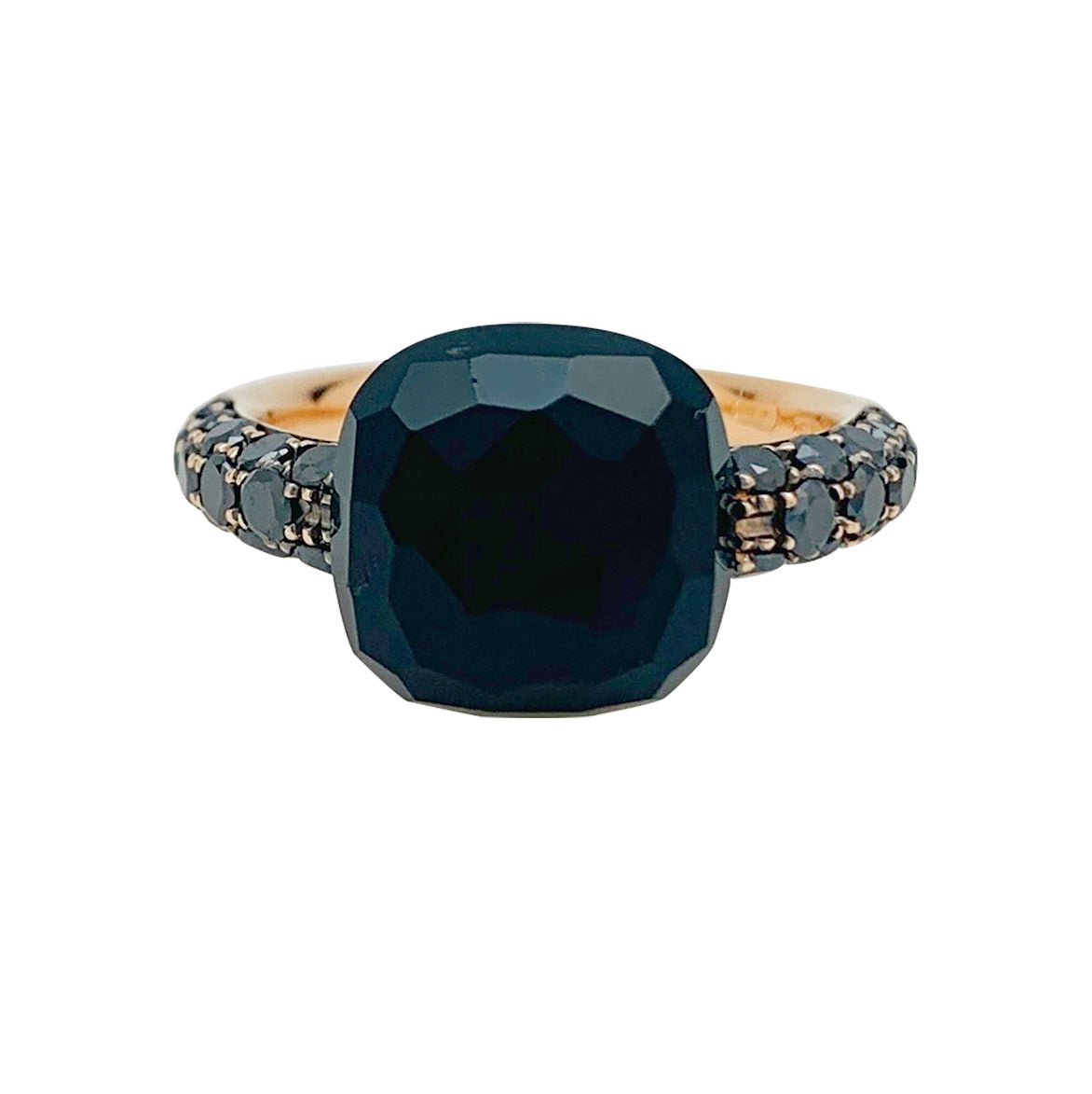 Bague Originale Or Couleur Cabochon Résine Onyx Noir Et Cristaux - Taille 51, Occasion état Impeccable