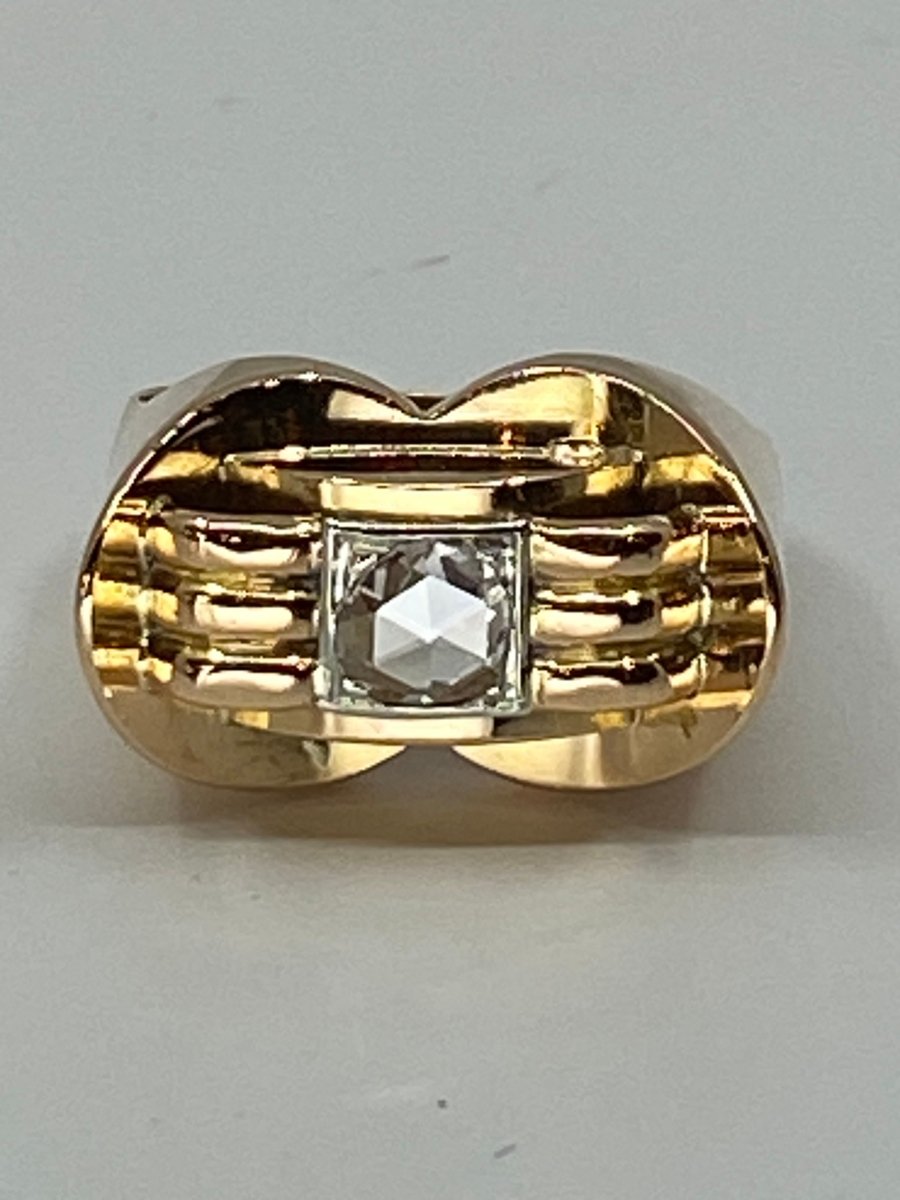 Bague Taille 54 Sertie Diamant Cz - Plaqué Or 18k, Neuve Avec étiquettes Pour Femme
