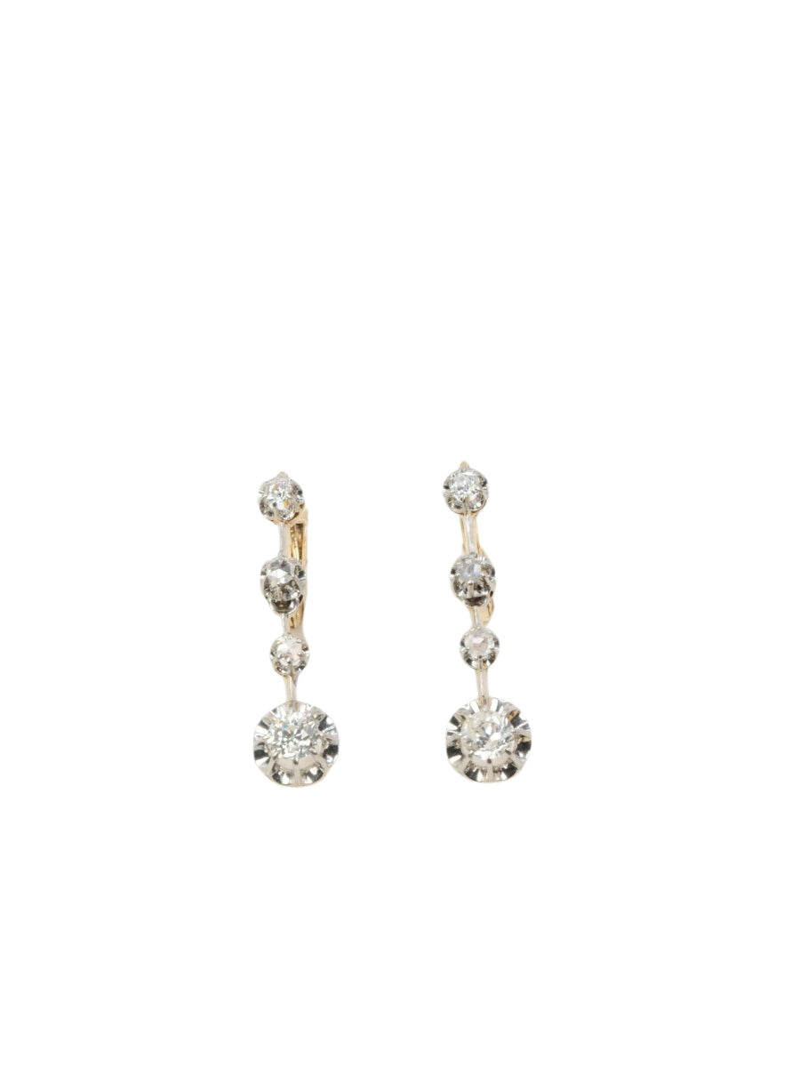 Boucles D'oreilles Dormeuses Vintage – Argent Avec Cristaux Imitation Diamant, Occasion