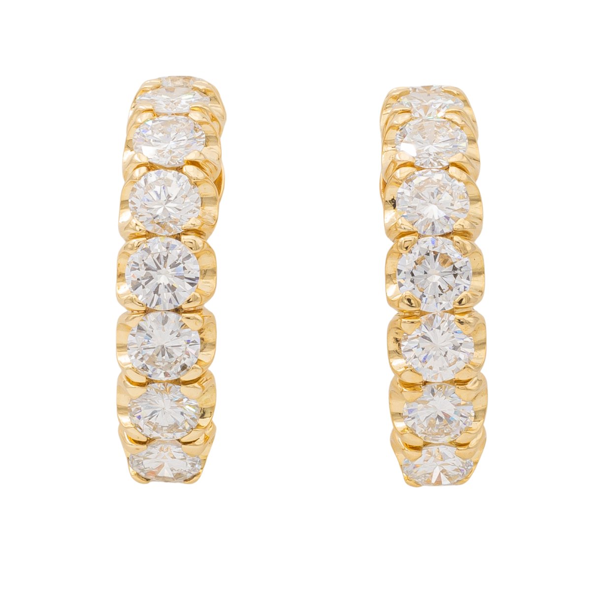 Boucles D'oreilles Créoles Homme - Or Jaune 10 Carats Avec Diamants Naturels 0.20 Ct
