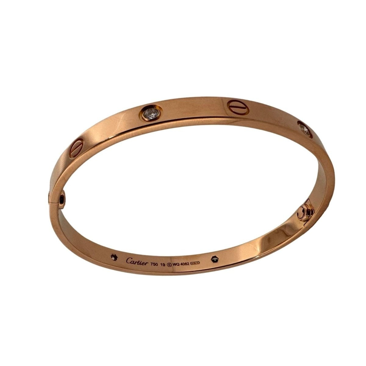 CARTIER “Love” bangle bracelet in pink gold and diamonds – Castafiore