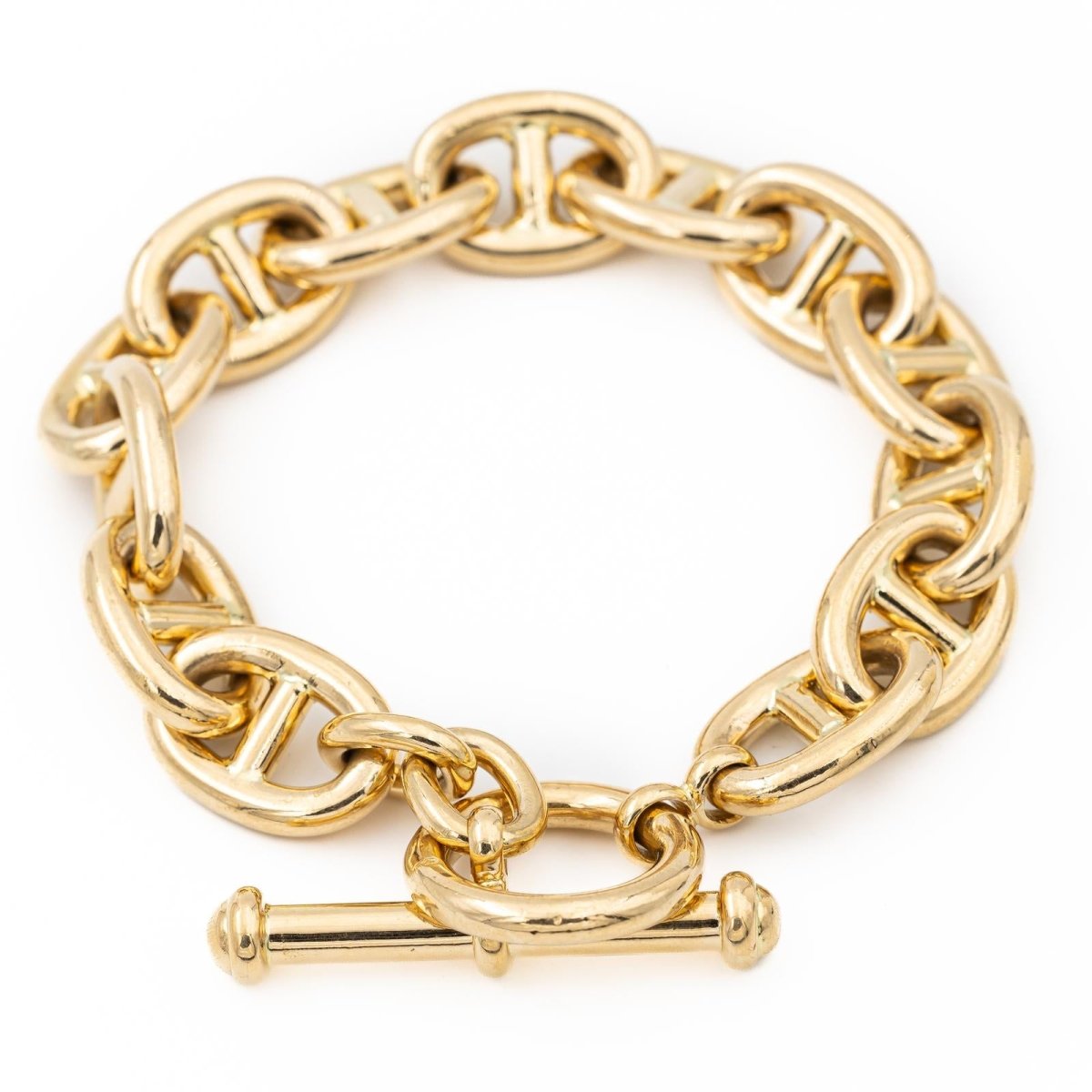 Bracelet En Mailles Marines Plaqué Or - Style Vintage - Bijou D'occasion Chic