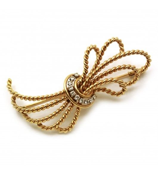 Broche Vintage Années 60 Porte-bonheur En Cristal Couleur Or - Modèle 4023