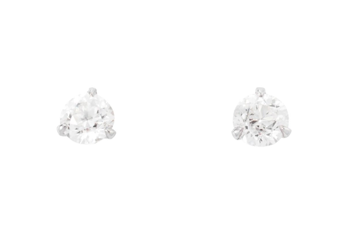 Boucles D'oreilles Diamant Or Blanc 18 Carats - Pendantes Avec Fermoir Poussette - Marque Orelle.net