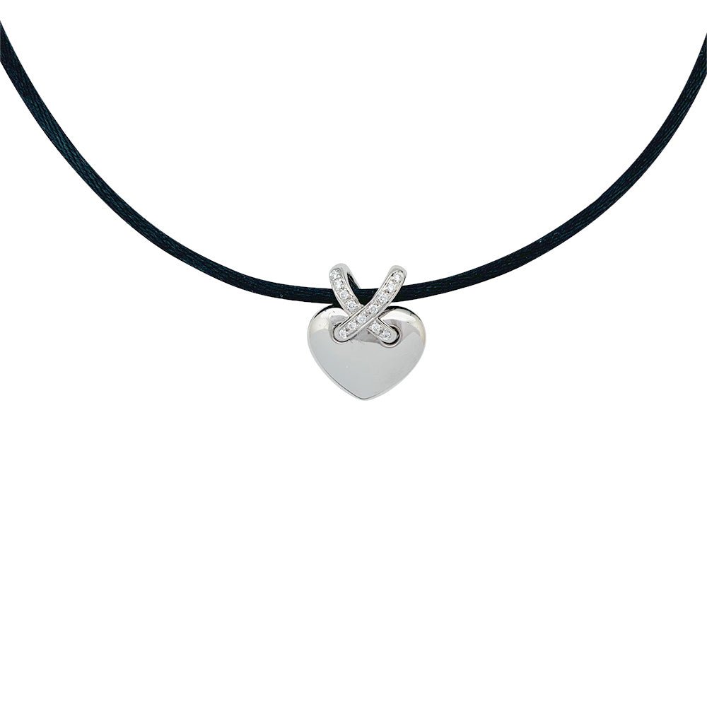 Pendentif CHAUMET cœur collection Liens, or blanc et diamants