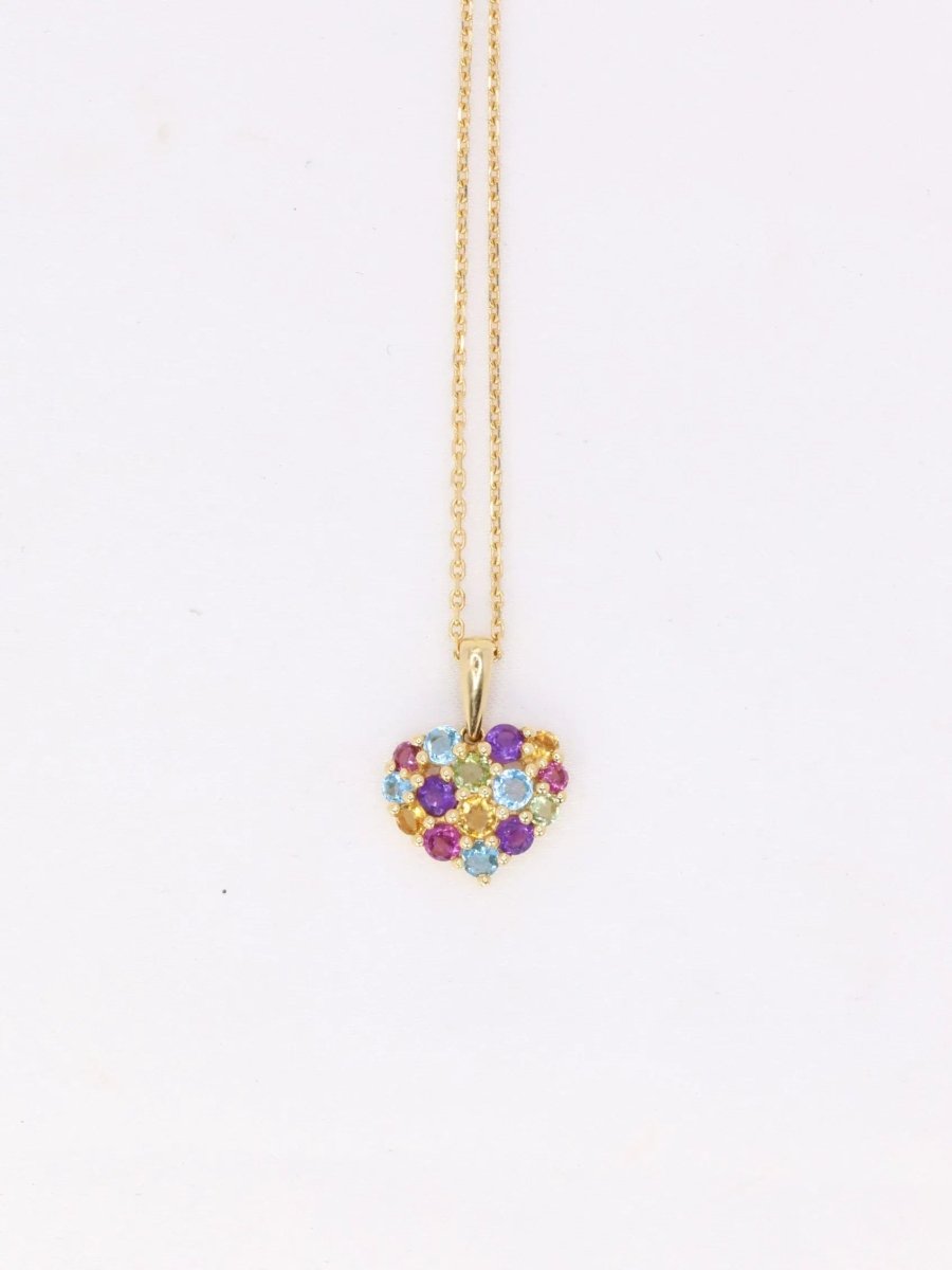 Collier Vintage Avec Pendentif Cœur Doré Et Strass - État Excellent