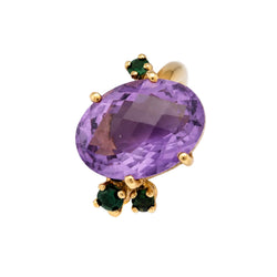 Bague Cocktail en or jaune, améthyste et tsavorites