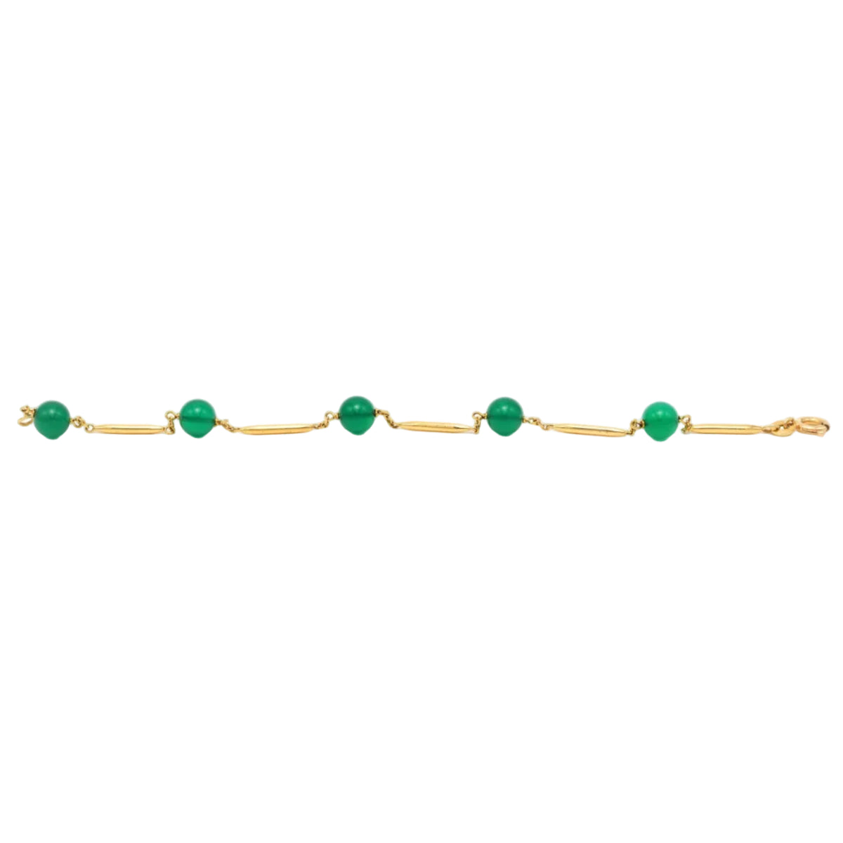 Bracelet en or jaune et chrysoprases