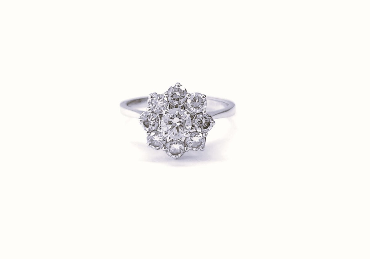 Bague Marguerite en or blanc et diamants