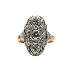 Bague Trilogie en or blanc, or jaune et diamants