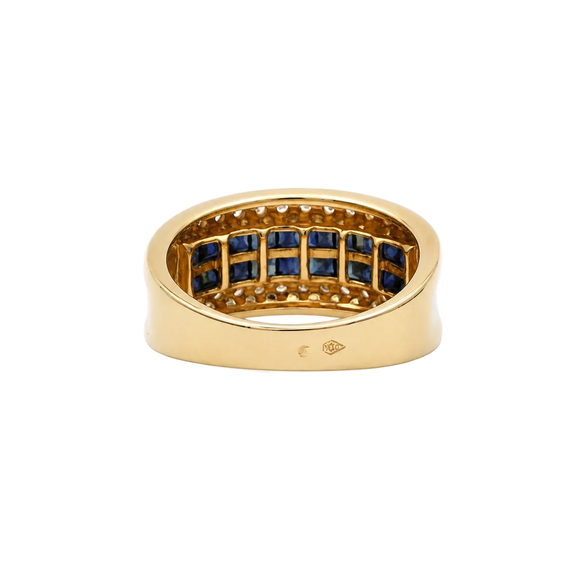 Bague Bandeau en or jaune, saphirs et diamants