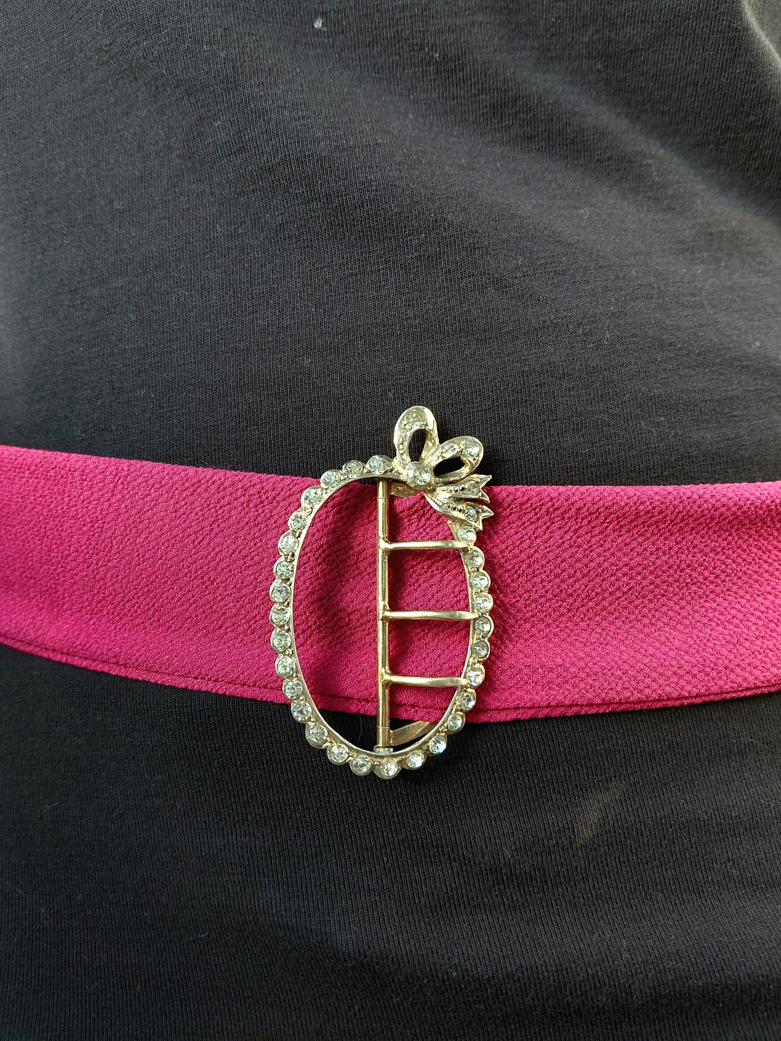 Boucle de Ceinture en Argent Vermeil et Strass