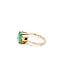 Bague Solitaire en or jaune, émeraude et diamant