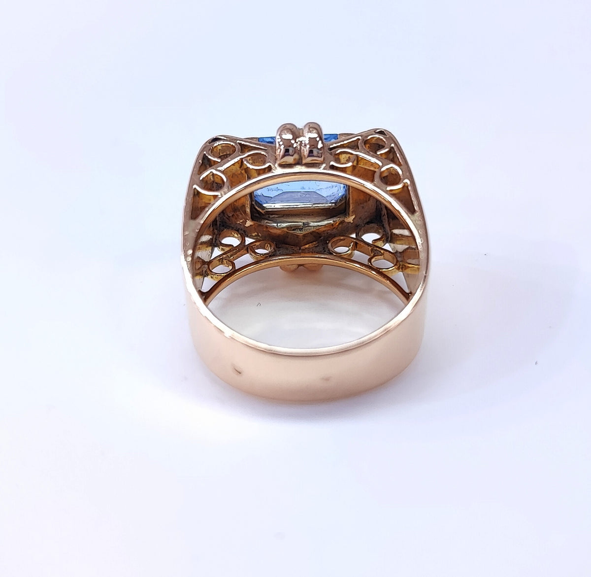Bague Tank en or et aigue-marine