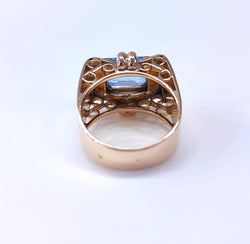 Bague Tank en or et aigue-marine