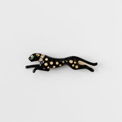 Broche panthère André VASSORT en or jaune et émail noir