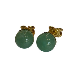 Boucles d'oreilles Puces en or jaune et jade