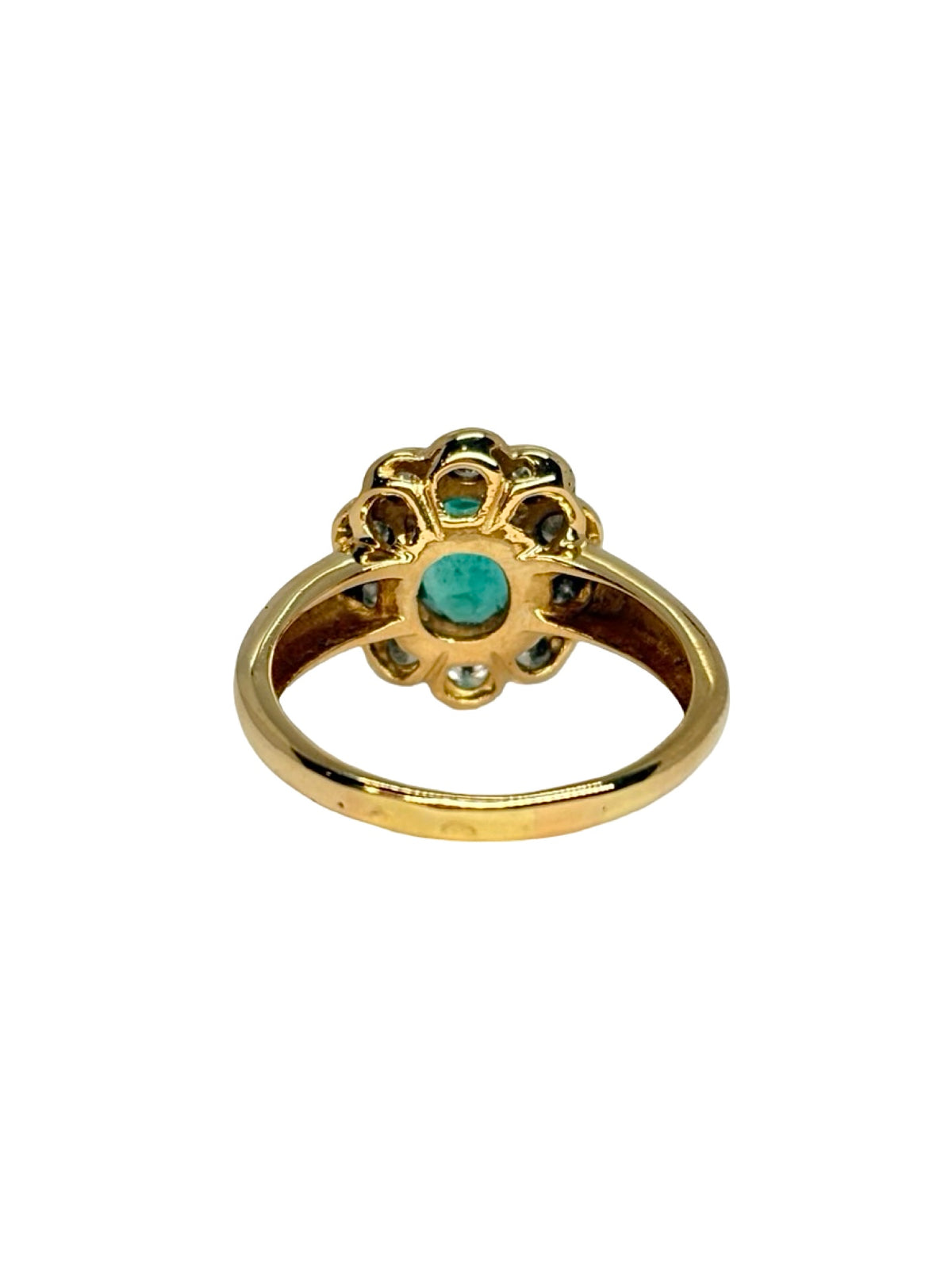 Bague Marguerite en or jaune, émeraude et diamants