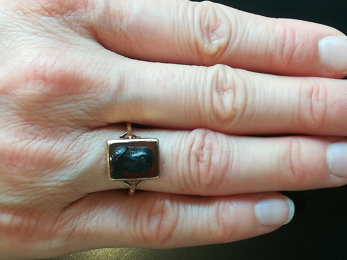 Bague Ancienne Camée Agate Guerrier Grec