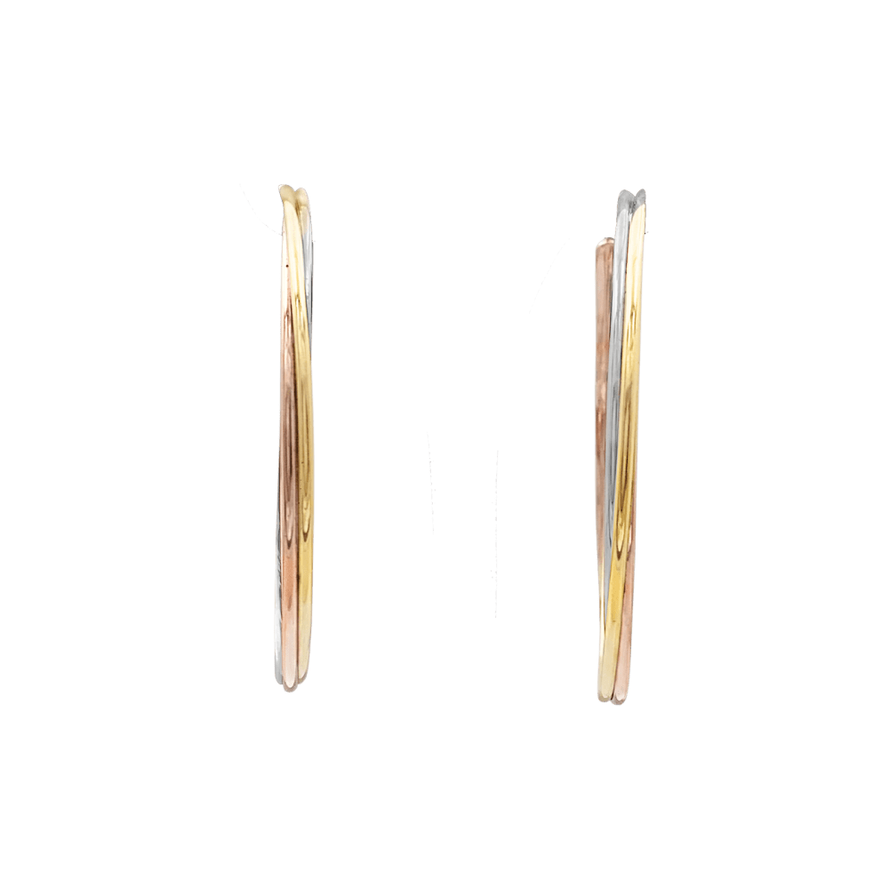 Boucles d'oreilles Cartier, "Trinity", trois ors. Grand modèle.