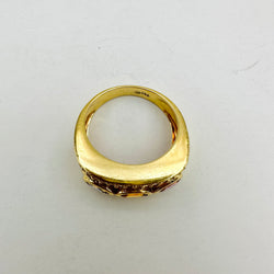 Bague Jonc en or jaune, saphirs et diamants