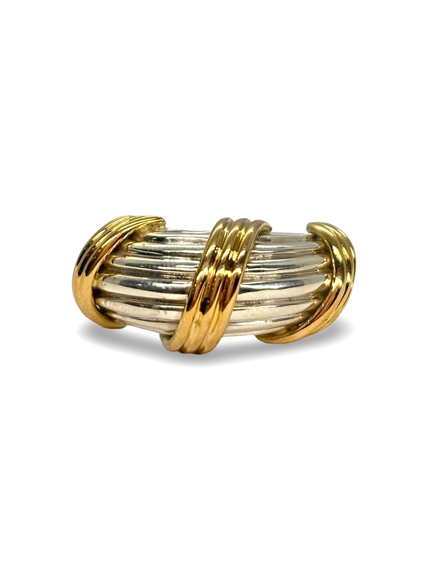 Bague Jonc HERMÈS en or jaune et argent