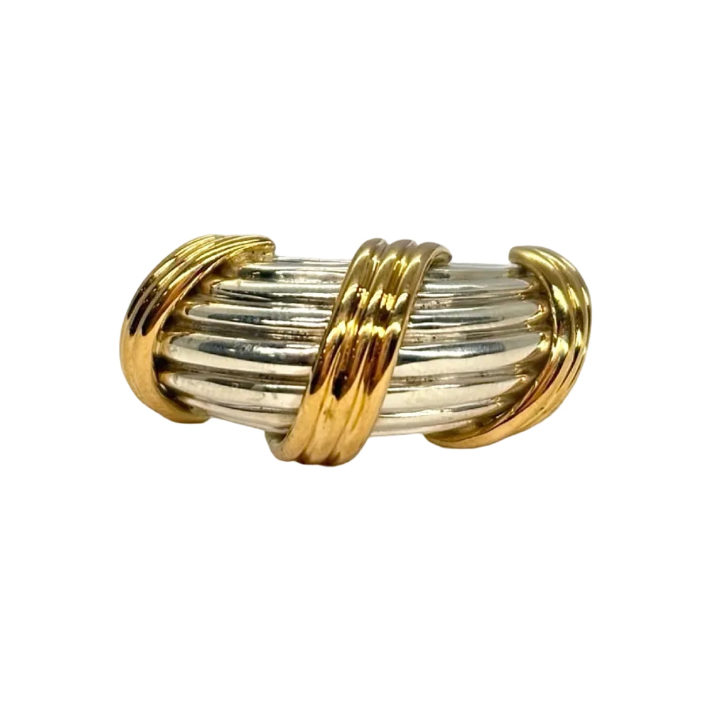 Bague Jonc HERMÈS en or jaune et argent