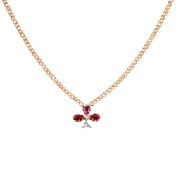 Collier Pendentif en or rose, perle, rubis et diamant