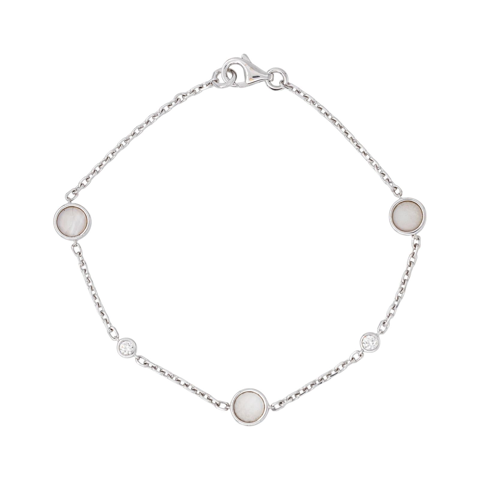 Bracelet Maille forçat Or blanc Nacre